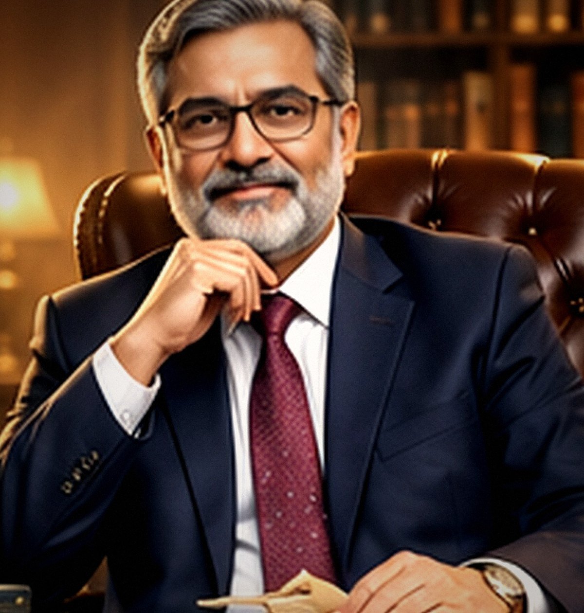 Photorealistic illustrative portrait of Dr. A. R. Sharma