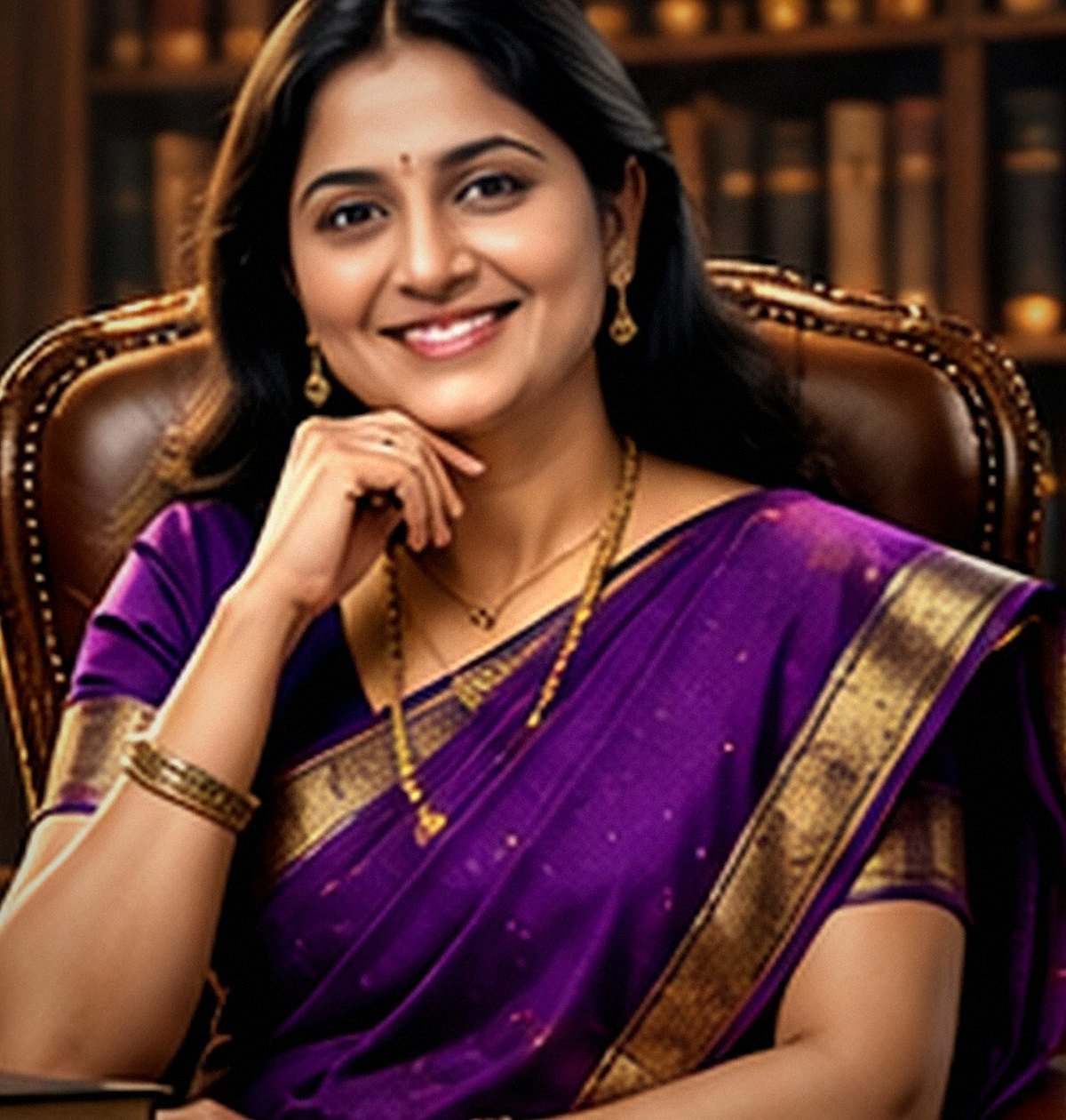Photorealistic illustrative portrait of Prof. Latha Krishnamurthy